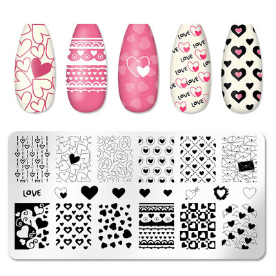 1 gab. Nagu mākslas štancēšanas plāksnes nerūsējošā tērauda veidnes nagu želejas lakas mīlestības formas ziedu apdruka štancēšanas trafarets nagu mākslas rīki