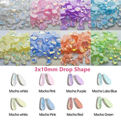 Neons 100gab Mocha Jelly AB dažādas formas maisījums Krāsas Kristāls Gluds Rhinestone 3D Manikīrs Nail Art Dekorācijas Piekariņi Rotaslietas