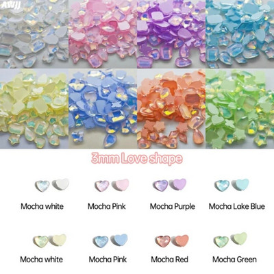 Neons 100gab Mocha Jelly AB dažādas formas maisījums Krāsas Kristāls Gluds Rhinestone 3D Manikīrs Nail Art Dekorācijas Piekariņi Rotaslietas