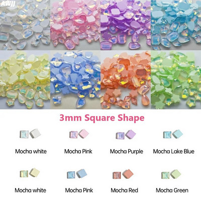 Neons 100gab Mocha Jelly AB dažādas formas maisījums Krāsas Kristāls Gluds Rhinestone 3D Manikīrs Nail Art Dekorācijas Piekariņi Rotaslietas