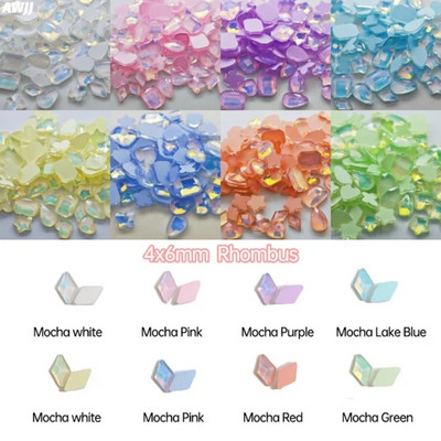 Neons 100gab Mocha Jelly AB dažādas formas maisījums Krāsas Kristāls Gluds Rhinestone 3D Manikīrs Nail Art Dekorācijas Piekariņi Rotaslietas