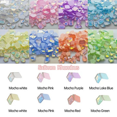 Neons 100gab Mocha Jelly AB dažādas formas maisījums Krāsas Kristāls Gluds Rhinestone 3D Manikīrs Nail Art Dekorācijas Piekariņi Rotaslietas