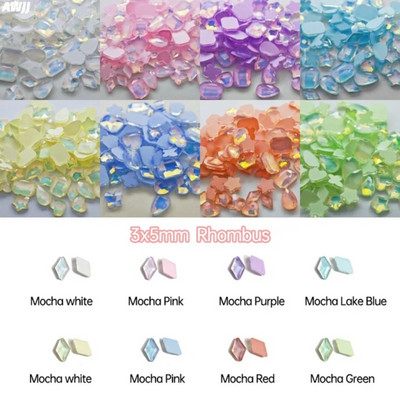 Neons 100gab Mocha Jelly AB dažādas formas maisījums Krāsas Kristāls Gluds Rhinestone 3D Manikīrs Nail Art Dekorācijas Piekariņi Rotaslietas