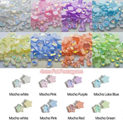 Neons 100gab Mocha Jelly AB dažādas formas maisījums Krāsas Kristāls Gluds Rhinestone 3D Manikīrs Nail Art Dekorācijas Piekariņi Rotaslietas