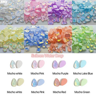 Neons 100gab Mocha Jelly AB dažādas formas maisījums Krāsas Kristāls Gluds Rhinestone 3D Manikīrs Nail Art Dekorācijas Piekariņi Rotaslietas