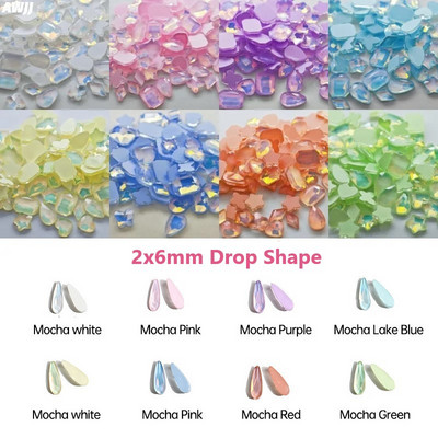 Neons 100gab Mocha Jelly AB dažādas formas maisījums Krāsas Kristāls Gluds Rhinestone 3D Manikīrs Nail Art Dekorācijas Piekariņi Rotaslietas