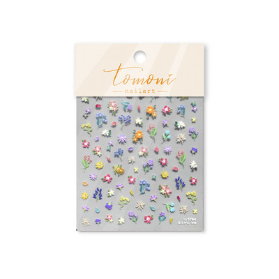 Krāsains dzirkstošs stikla fragments pavasara savvaļas ziedi Augstas kvalitātes līmējošās zibspuldzes nagu uzlīmes Mākslas dekorācijas dizains T-3784