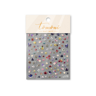 Krāsains dzirkstošs stikla fragments pavasara savvaļas ziedi Augstas kvalitātes līmējošās zibspuldzes nagu uzlīmes Mākslas dekorācijas dizains T-3784