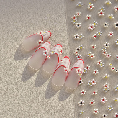 Krāsains dzirkstošs stikla fragments pavasara savvaļas ziedi Augstas kvalitātes līmējošās zibspuldzes nagu uzlīmes Mākslas dekorācijas dizains T-3784