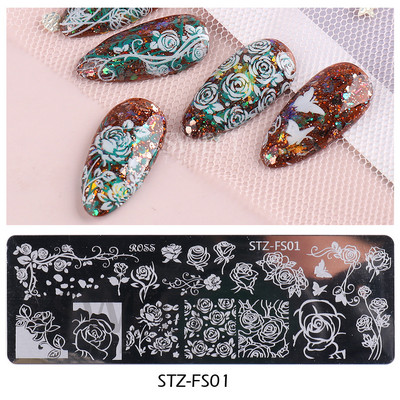 Plazminio medžio nagų štampavimo lėkštės kokoso margalapio žiedų lapų flamingo laiškas Vasaros šablono plokštelės, formavimo nagų dailės trafaretų įrankiai KESU