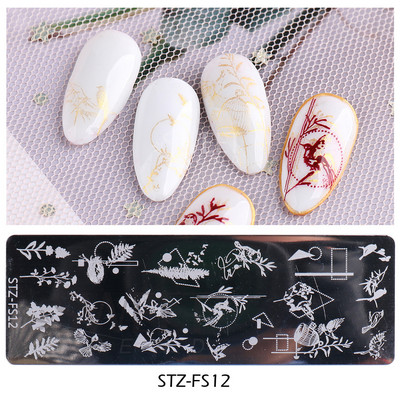 Plazminio medžio nagų štampavimo lėkštės kokoso margalapio žiedų lapų flamingo laiškas Vasaros šablono plokštelės, formavimo nagų dailės trafaretų įrankiai KESU