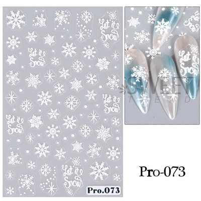 Autocolante pentru unghii de Crăciun cu cerb drăguț 5D în relief Elk Star Gingerbread Man Fulg de zăpadă Moș Crăciun Holly Manichiură gravată de iarnă DIY