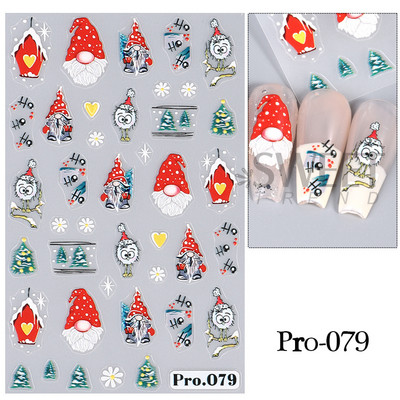 Autocolante pentru unghii de Crăciun cu cerb drăguț 5D în relief Elk Star Gingerbread Man Fulg de zăpadă Moș Crăciun Holly Manichiură gravată de iarnă DIY