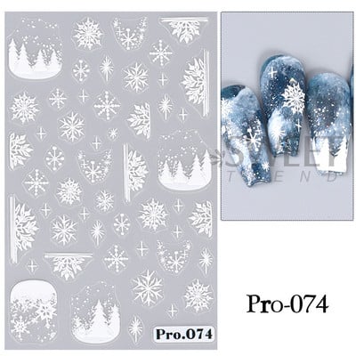 Autocolante pentru unghii de Crăciun cu cerb drăguț 5D în relief Elk Star Gingerbread Man Fulg de zăpadă Moș Crăciun Holly Manichiură gravată de iarnă DIY