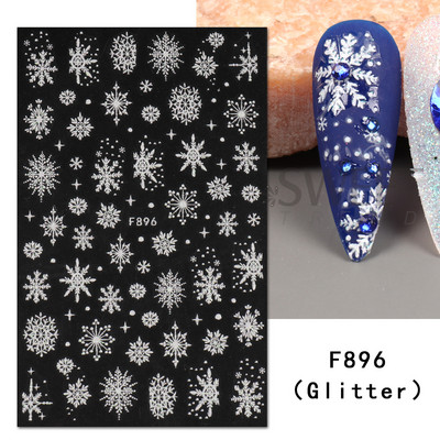 Autocolante pentru unghii de Crăciun cu cerb drăguț 5D în relief Elk Star Gingerbread Man Fulg de zăpadă Moș Crăciun Holly Manichiură gravată de iarnă DIY