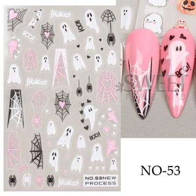 Autocolante pentru unghii de Crăciun cu cerb drăguț 5D în relief Elk Star Gingerbread Man Fulg de zăpadă Moș Crăciun Holly Manichiură gravată de iarnă DIY