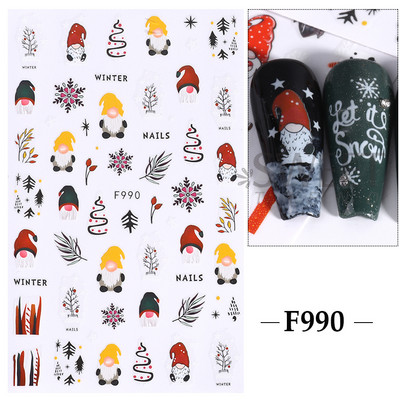 Autocolante pentru unghii de Crăciun cu cerb drăguț 5D în relief Elk Star Gingerbread Man Fulg de zăpadă Moș Crăciun Holly Manichiură gravată de iarnă DIY