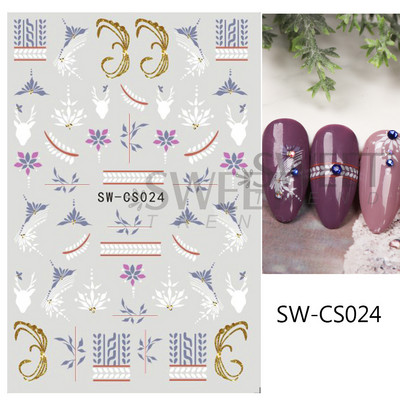 Autocolante pentru unghii de Crăciun cu cerb drăguț 5D în relief Elk Star Gingerbread Man Fulg de zăpadă Moș Crăciun Holly Manichiură gravată de iarnă DIY