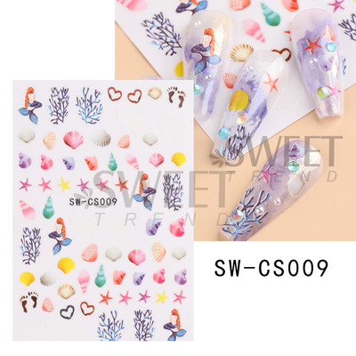 Autocolante pentru unghii de Crăciun cu cerb drăguț 5D în relief Elk Star Gingerbread Man Fulg de zăpadă Moș Crăciun Holly Manichiură gravată de iarnă DIY