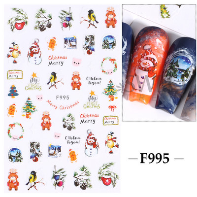 Autocolante pentru unghii de Crăciun cu cerb drăguț 5D în relief Elk Star Gingerbread Man Fulg de zăpadă Moș Crăciun Holly Manichiură gravată de iarnă DIY