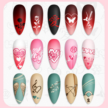 Серия BORN PRETTY Valentine\'s Day Stamping Plate Heart Pattern Nail Art Board Шаблон от неръждаема стомана Дизайн на нокти Плоча с изображение