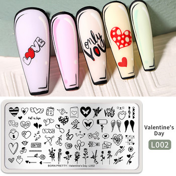 Серия BORN PRETTY Valentine\'s Day Stamping Plate Heart Pattern Nail Art Board Шаблон от неръждаема стомана Дизайн на нокти Плоча с изображение