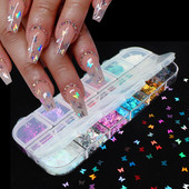 12 režģi 3D tauriņa formas vizulis nagu mākslas mirdzoši pārslas, jauktas mini paillette dzirkstošās DIY nagu mākslas dekorācijas nagu aksesuāri