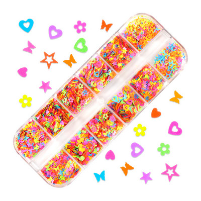 12 režģi 3D tauriņa formas vizulis nagu mākslas mirdzoši pārslas, jauktas mini paillette dzirkstošās DIY nagu mākslas dekorācijas nagu aksesuāri