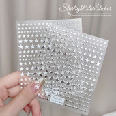 1Gb 3D sudraba zvaigznes līmējošās nagu uzlīmes, uzspiežot uz nagiem, lāzera zieds tauriņš nagu uzlīme nagu mākslas dekorēšana lāča uzlīmes