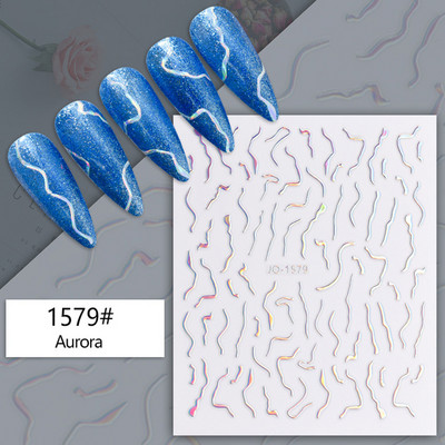 1Gb 3D sudraba zvaigznes līmējošās nagu uzlīmes, uzspiežot uz nagiem, lāzera zieds tauriņš nagu uzlīme nagu mākslas dekorēšana lāča uzlīmes