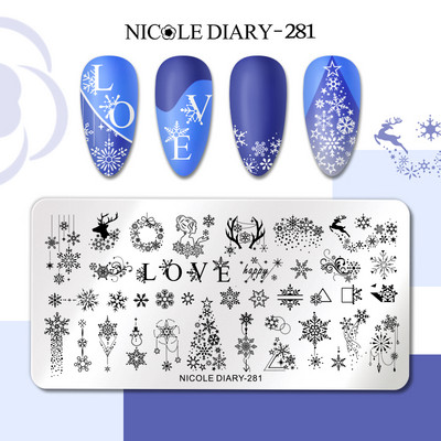 NICOLE DIARY Nagu mākslas zīmogplāksne melna čūska līnijas zīmēšanas veidne Dzīvnieks tauriņš ziedu lapu zīmogs nagu veidnes trafareta rīks