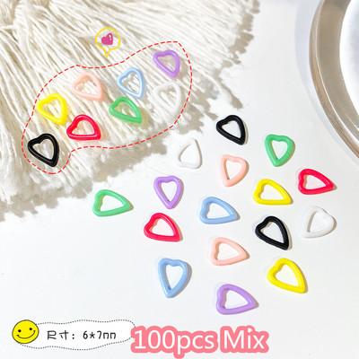 100kom/vreći Mješoviti šareni ukrasi za uređenje noktiju Izdubljena zvijezda i srce Mat šarm Dodaci za uređenje noktiju Materijal od smole