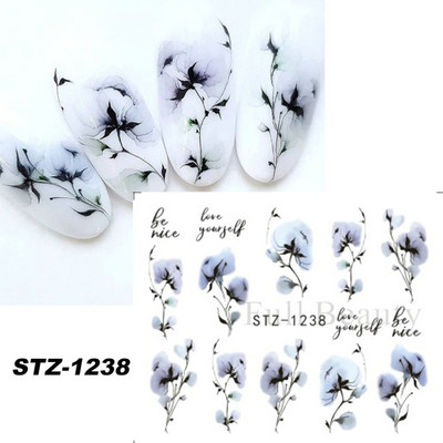 Melna zirnekļa ūdens nagu uzlīmes Helovīna ļauno acu nagu mākslas uzlīmes zirnekļa tīkls spoku sejas slīdņi manikīra dekorēšana FBBLE1341