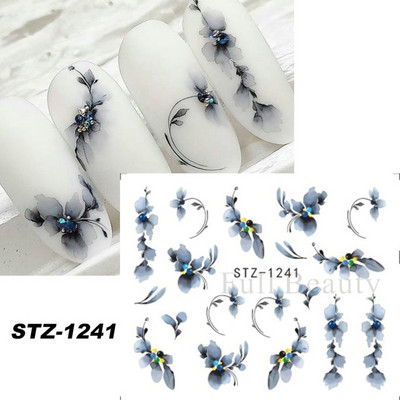 Melna zirnekļa ūdens nagu uzlīmes Helovīna ļauno acu nagu mākslas uzlīmes zirnekļa tīkls spoku sejas slīdņi manikīra dekorēšana FBBLE1341