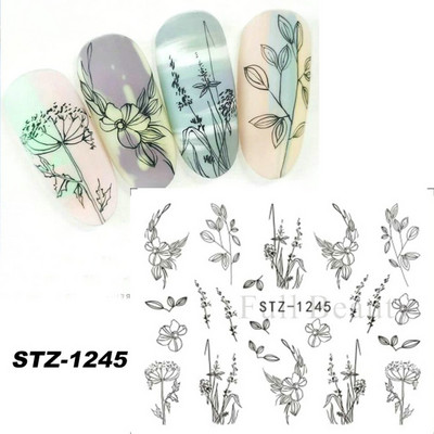 Melna zirnekļa ūdens nagu uzlīmes Helovīna ļauno acu nagu mākslas uzlīmes zirnekļa tīkls spoku sejas slīdņi manikīra dekorēšana FBBLE1341