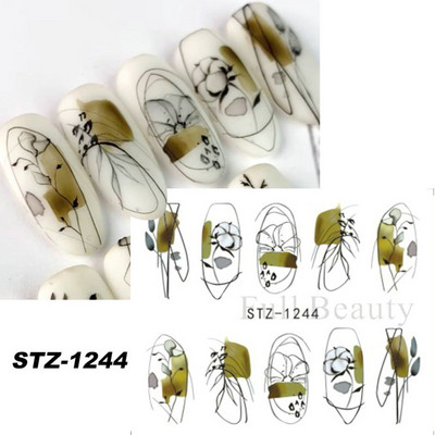 Melna zirnekļa ūdens nagu uzlīmes Helovīna ļauno acu nagu mākslas uzlīmes zirnekļa tīkls spoku sejas slīdņi manikīra dekorēšana FBBLE1341