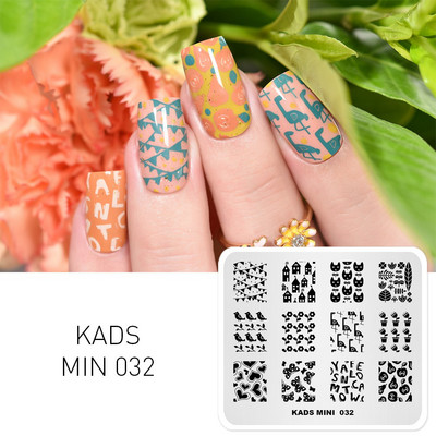 KADS Nail Art Valentīna dienas nagu zīmogplāksnes Sirds zīmogu naglu veidne Ziemassvētku zieds Daba nagu trafareti plākšņu komplekts