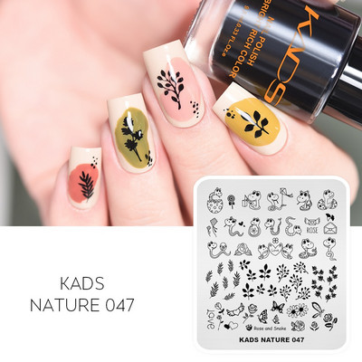 KADS Nail Art Valentīna dienas nagu zīmogplāksnes Sirds zīmogu naglu veidne Ziemassvētku zieds Daba nagu trafareti plākšņu komplekts