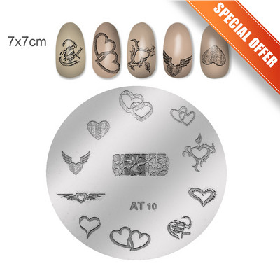 KADS Nail Art Valentīna dienas nagu zīmogplāksnes Sirds zīmogu naglu veidne Ziemassvētku zieds Daba nagu trafareti plākšņu komplekts