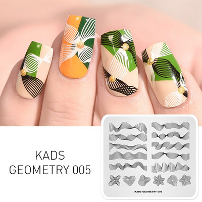 KADS Nail Art Valentīna dienas nagu zīmogplāksnes Sirds zīmogu naglu veidne Ziemassvētku zieds Daba nagu trafareti plākšņu komplekts