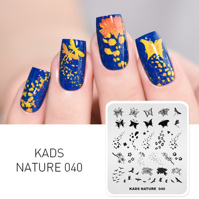 KADS Nail Art Valentīna dienas nagu zīmogplāksnes Sirds zīmogu naglu veidne Ziemassvētku zieds Daba nagu trafareti plākšņu komplekts