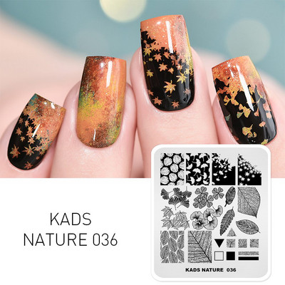 KADS Nail Art Valentīna dienas nagu zīmogplāksnes Sirds zīmogu naglu veidne Ziemassvētku zieds Daba nagu trafareti plākšņu komplekts