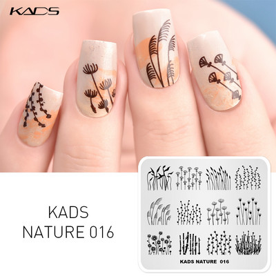 KADS Nail Art Valentīna dienas nagu zīmogplāksnes Sirds zīmogu naglu veidne Ziemassvētku zieds Daba nagu trafareti plākšņu komplekts