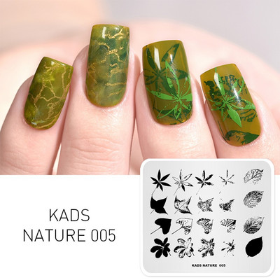 KADS Nail Art Valentīna dienas nagu zīmogplāksnes Sirds zīmogu naglu veidne Ziemassvētku zieds Daba nagu trafareti plākšņu komplekts