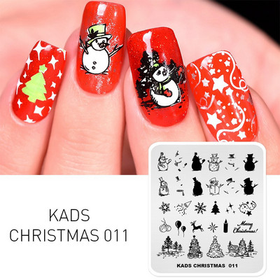 KADS Nail Art Valentīna dienas nagu zīmogplāksnes Sirds zīmogu naglu veidne Ziemassvētku zieds Daba nagu trafareti plākšņu komplekts