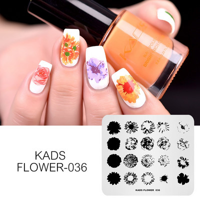 KADS Nail Art Valentīna dienas nagu zīmogplāksnes Sirds zīmogu naglu veidne Ziemassvētku zieds Daba nagu trafareti plākšņu komplekts