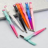 Višenamjenska 3 u 1 kopča za obrve, visokoprecizan šareni alat za podrezivanje obrva s četkicom od nehrđajućeg čelika