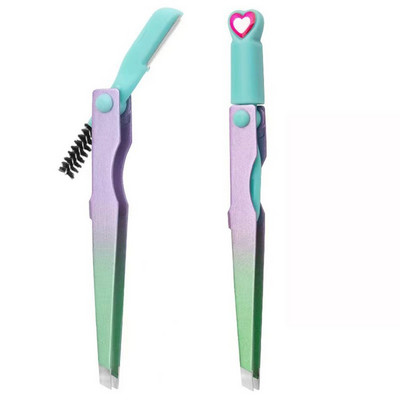 Višenamjenska 3 u 1 kopča za obrve, visokoprecizan šareni alat za podrezivanje obrva s četkicom od nehrđajućeg čelika