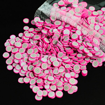 1000 de bucăți de umplere pentru felii de fructe Nail Art Slime Fructe DIY Brelocuri Flori de desene animate Bomboane Moale Argilă Nail Paillette Accesorii pentru manichiură *