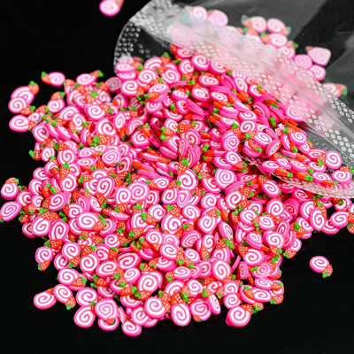 1000 de bucăți de umplere pentru felii de fructe Nail Art Slime Fructe DIY Brelocuri Flori de desene animate Bomboane Moale Argilă Nail Paillette Accesorii pentru manichiură *